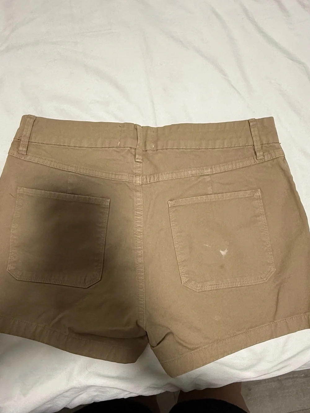 Frame Denim Tan High-Rise Utility Shorts
